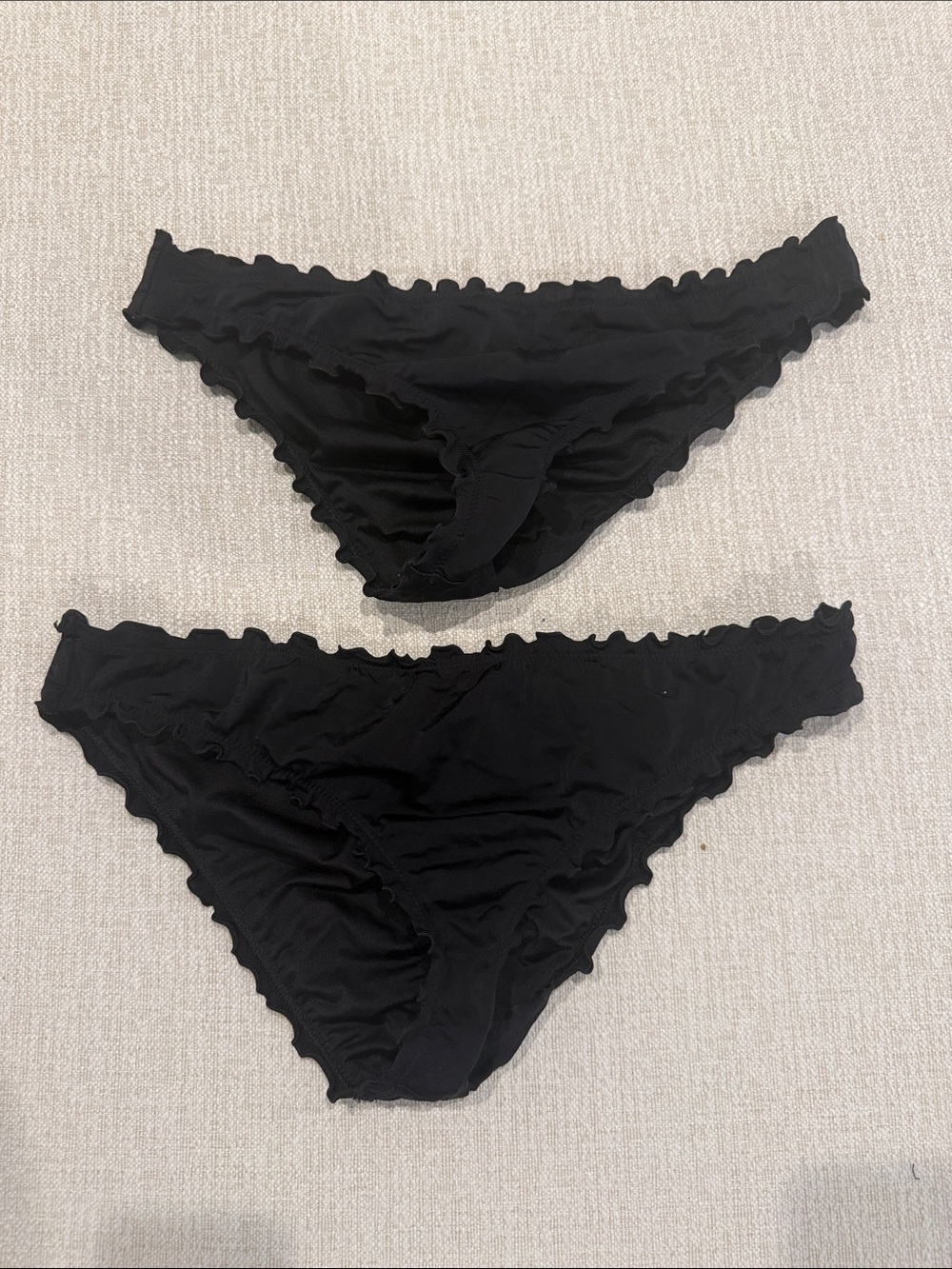 Black Ruffle Trim Bikini Bottoms